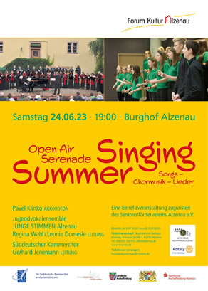 Open Air Serenade Singing Summer 24.06.23 im Burghof Alzenau